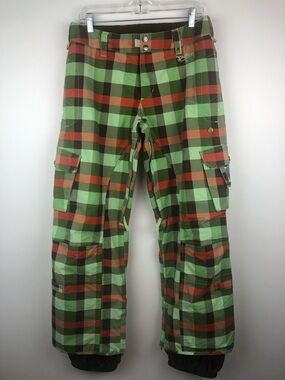 Burton Plaid Cargo Stow Pants for Snowboarding Skiing Hiking